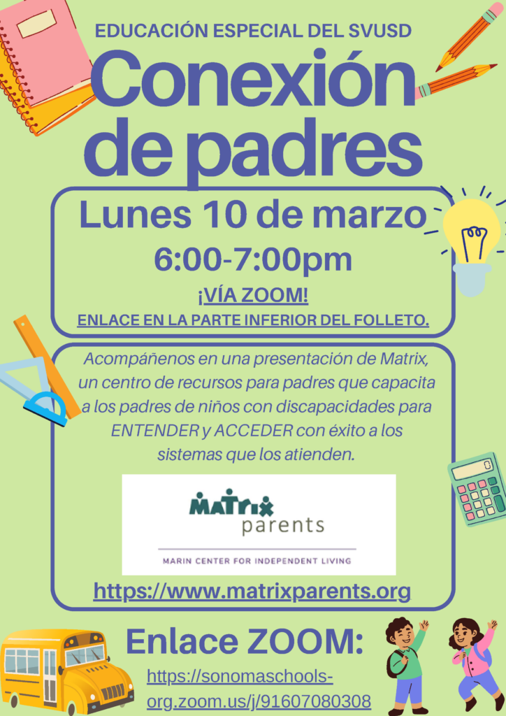 36 / 5,000
Folleto del evento Parent Connection de SVUSD